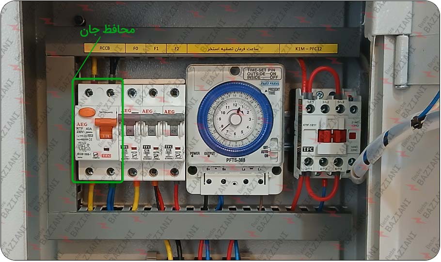توضیحات ENA تابلوبرق استخر با محافظ جان و تایمر آنالوگ
